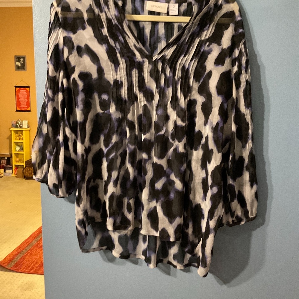 Chico’s Blouse Semi Sheer Size 2